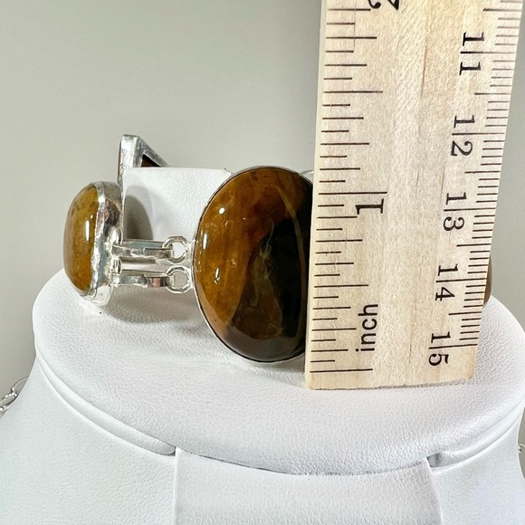 Bloodstone Citrine 925 Large Gemstone Necklace & Bracelet - Picture 4 of 8